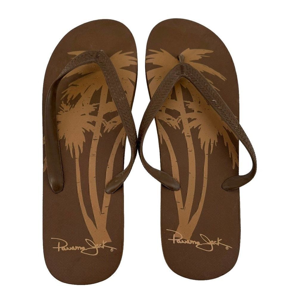 Panama Jack Flip Flops Mens Size 12 Brown Thong Slip On Tropical Beach Casual